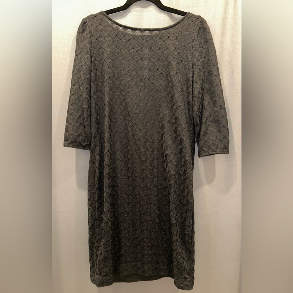 Jones New York Black Sheath Dress Midi Scoop Neck